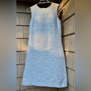 Kim Newport (Pink Tartan) Ivory with Gold and Silver Metallic Dots Sheath Dress